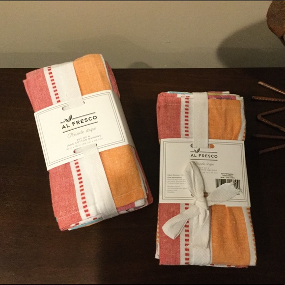 12 New Colorful Striped Cotton Napkins - Picture 1 of 4
